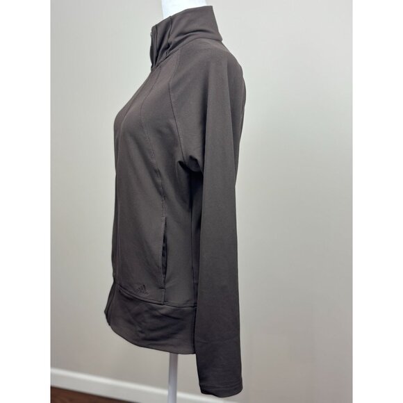 Adidas Climalite Full Zip Track Top Jacket Brown Size M Women’s Athletic Stretch - Picture 3 of 12